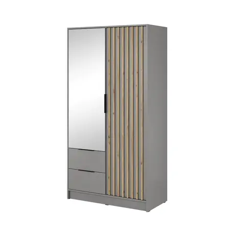 Buy Nelly Hinged Door Mirror Wardrobe 105cm Grey, Colour: Grey, Item Width: 105, 4 from Furnituretta