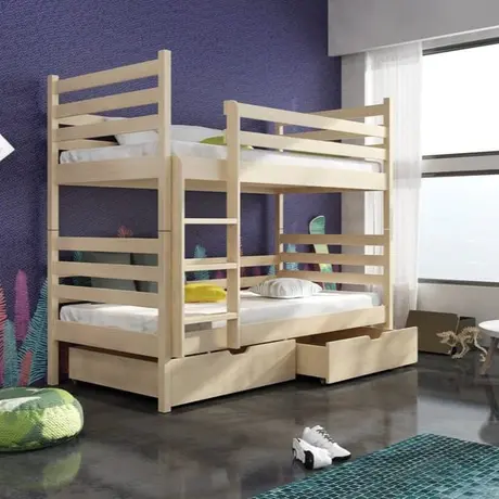 Buy Wooden Bunk Bed Nemo with Storage Pine, Colour: Pine, Mattresses: Foam Mattresses from Furnituretta