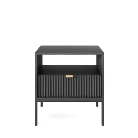 Buy Nova Bedside Cabinet Table Black Matt 54cm, Colour: Black Matt, Item Width: 54 from Furnituretta