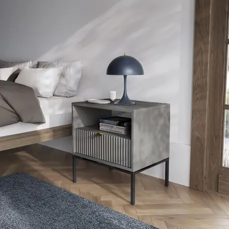 Buy Nova Bedside Cabinet Table Grey Matt 54cm, Colour: Grey Matt, Item Width: 54, 4 from Furnituretta