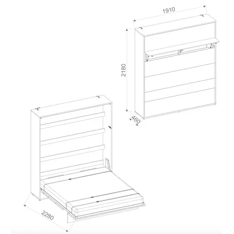 Buy BC-13 Vertical Wall Bed Concept Grey Matt 180cm, Colour: Grey Matt, Size: 180 x 200cm, 7 from Furnituretta