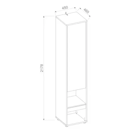 Buy BC-07 Tall Storage Cabinet for Vertical Wall Bed Concept Grey Matt, Colour: Grey Matt, Item Width: 45, 6 from Furnituretta