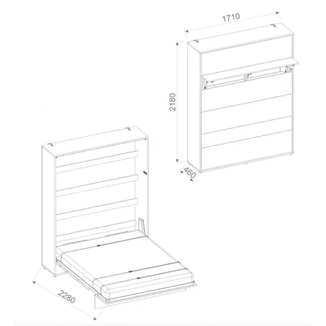 Buy BC-12 Vertical Wall Bed Concept – Oak Artisan 160 cm | Space-Saving Queen Bed, Colour: Oak Artisan, Size: 160 x 200cm, 7 from Furnituretta