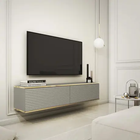 Buy Moro Floating TV Cabinet Grey 135cm, Colour: Grey, Item Width: 135 from Furnituretta