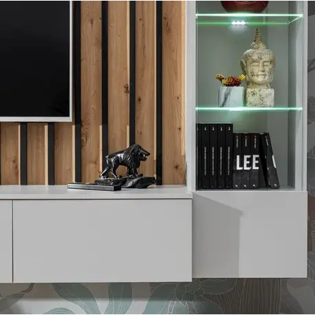 Buy Verti Entertainment Unit – Wall-Mounted TV Storage for Up to 75", 3 from Furnituretta