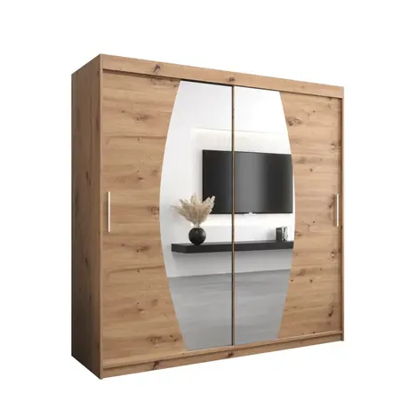 Buy Elypse Sliding Door Wardrobe Oak Artisan 180cm, Colour: Oak Artisan, Item Width: 180, 7 from Furnituretta