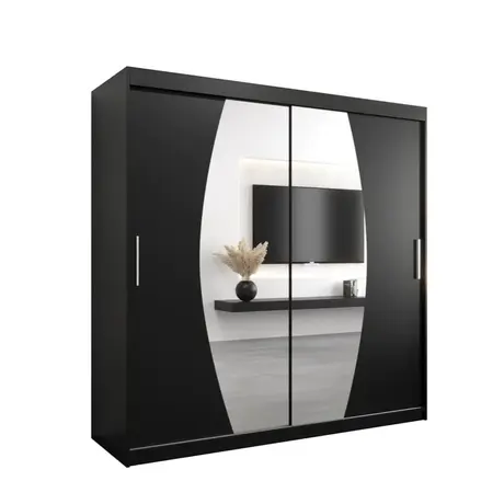 Buy Elypse Sliding Door Wardrobe Black 180cm, Colour: Black, Item Width: 180, 6 from Furnituretta