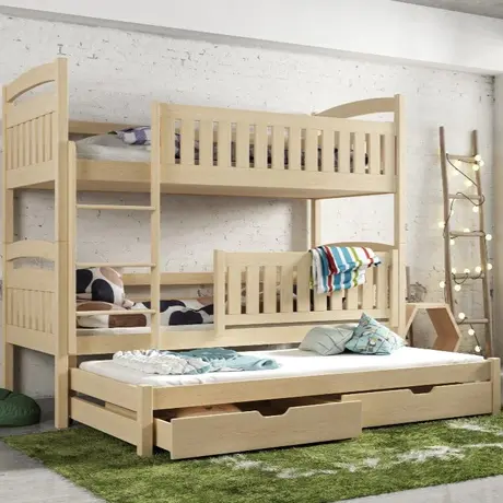 Buy Wooden Bunk Bed Blanka with Trundle and Storage Pine, Colour: Pine, Mattresses: Without Mattresses, 5 from Furnituretta