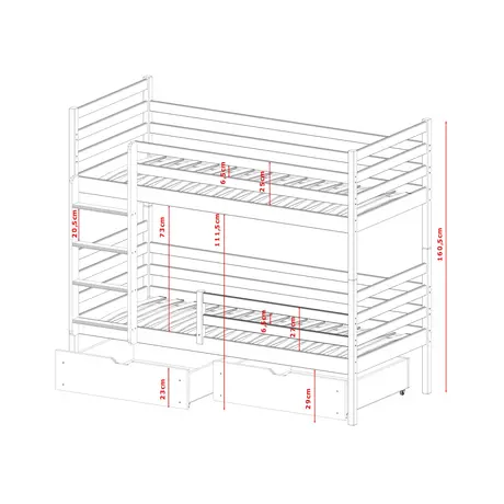Buy Wooden Bunk Bed Nemo with Storage White Matt, Colour: White Matt, Mattresses: Foam/Bonnell Mattresses, 7 from Furnituretta