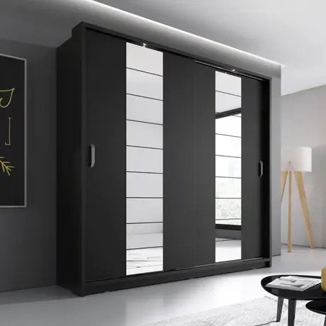 Buy Arti AR-14 Sliding Door Wardrobe Black Matt 220cm, Colour: Black Matt, Item Width: 220 from Furnituretta