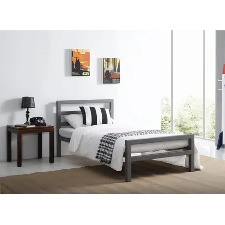 Buy City Block Single Bed: Sleek & Stylish, Colour: Grey, Size: 3ft/Single, Item Width: 96, 5 from Furnituretta