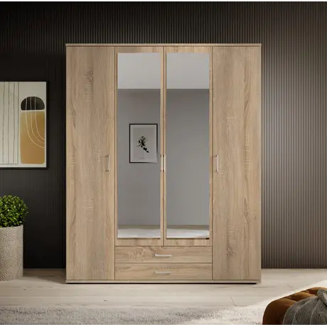 Buy Karl Hinged Door Wardrobe – Oak Sonoma Finish, 160 cm Wide, Colour: Oak Sonoma, Item Width: 160, 3 from Furnituretta