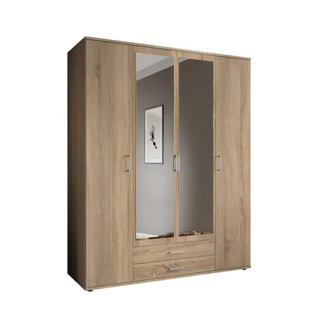 Buy Karl Hinged Door Wardrobe – Oak Sonoma Finish, 160 cm Wide, Colour: Oak Sonoma, Item Width: 160, 4 from Furnituretta