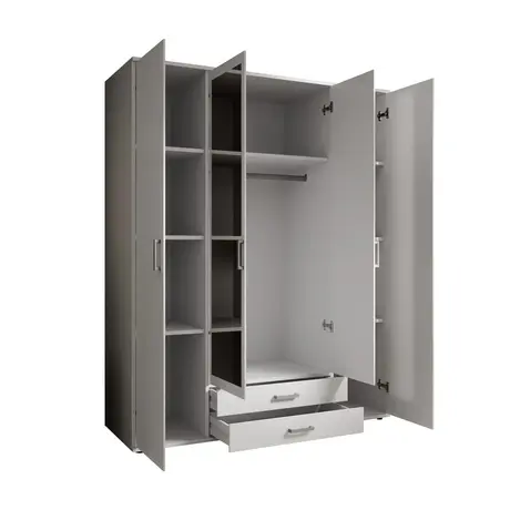 Buy Karl Hinged Door Wardrobe White – 160 cm Wide with Mirrors & Storage, Colour: White, Item Width: 160, 9 from Furnituretta