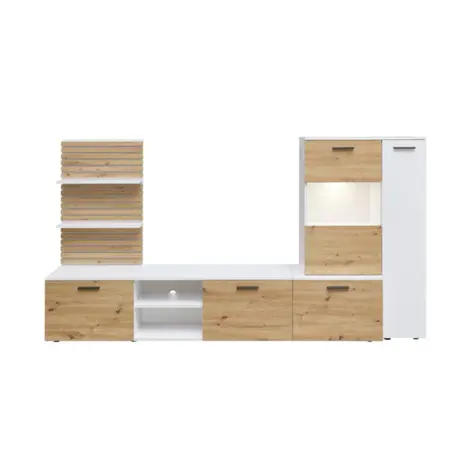 Buy Heathrow Entertainment Unit White – 250 cm Wide with LED Lighting, Colour: White, Item Width: 250, 3 from Furnituretta