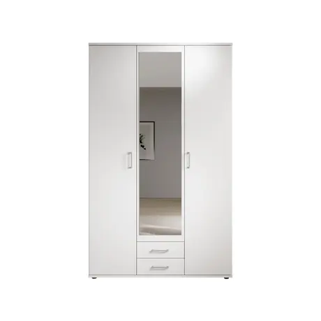 Buy Karl Hinged Door Wardrobe White – Compact Storage with Mirrored Door, Colour: White, Item Width: 120, 8 from Furnituretta