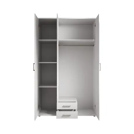 Buy Karl Hinged Door Wardrobe White – Compact Storage with Mirrored Door, Colour: White, Item Width: 120, 9 from Furnituretta
