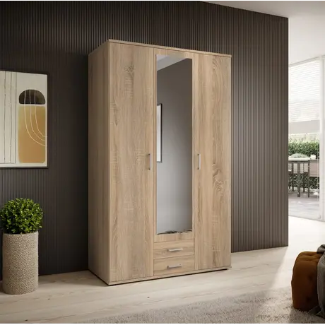 Buy Karl Hinged Door Wardrobe – Oak Sonoma Finish, 120 cm Wide, Colour: Oak Sonoma, Item Width: 120 from Furnituretta