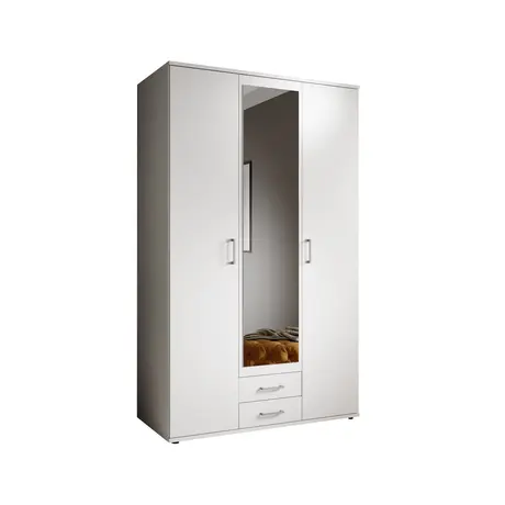 Buy Karl Hinged Door Wardrobe White – Compact Storage with Mirrored Door, Colour: White, Item Width: 120, 6 from Furnituretta