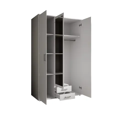 Buy Karl Hinged Door Wardrobe White – Compact Storage with Mirrored Door, Colour: White, Item Width: 120, 7 from Furnituretta