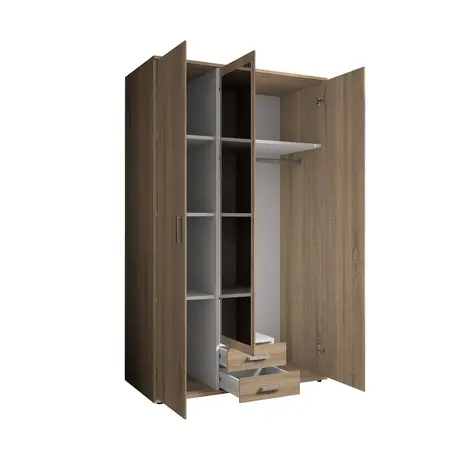 Buy Karl Hinged Door Wardrobe – Oak Sonoma Finish, 120 cm Wide, Colour: Oak Sonoma, Item Width: 120, 7 from Furnituretta