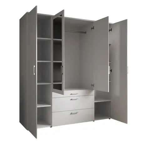 Buy Vesala Wardrobe – White Matt Finish with Mirrored Doors (180 cm), Colour: White, 11 from Furnituretta