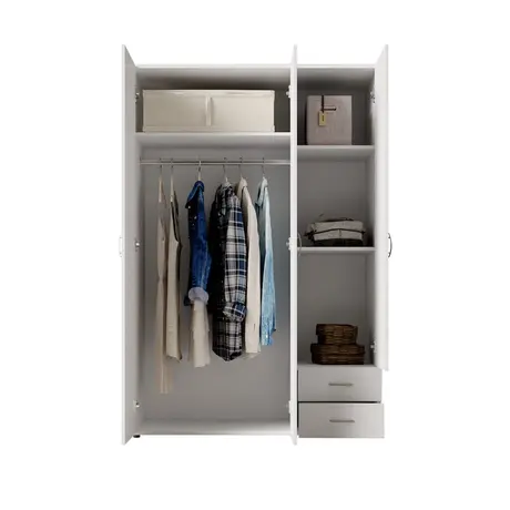 Buy Base Hinged Door Wardrobe – Compact & Versatile (120 cm), Colour: White, Item Width: 120, 8 from Furnituretta