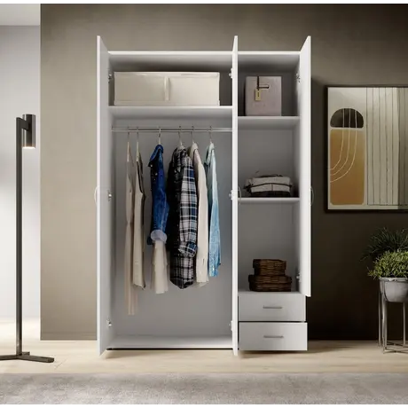 Buy Base Hinged Door Wardrobe – Compact & Versatile (120 cm), Colour: White, Item Width: 120, 3 from Furnituretta