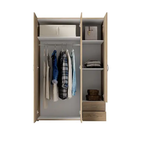 Buy Base Hinged Door Wardrobe – Oak Sonoma Finish (120 cm), Colour: Oak Sonoma, Item Width: 120, 8 from Furnituretta