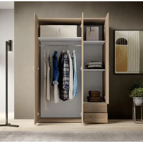 Buy Base Hinged Door Wardrobe – Oak Sonoma Finish (120 cm), Colour: Oak Sonoma, Item Width: 120, 3 from Furnituretta
