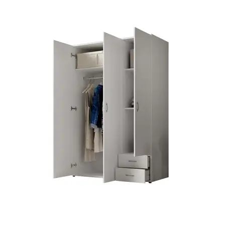 Buy Base Hinged Door Wardrobe – Compact & Versatile (120 cm), Colour: White, Item Width: 120, 9 from Furnituretta