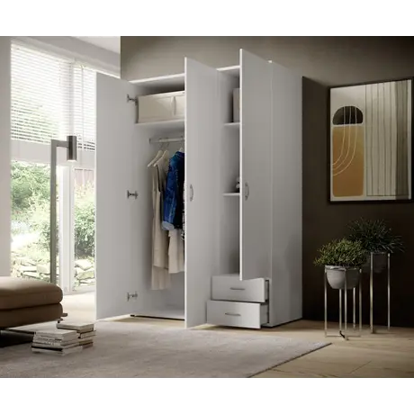Buy Base Hinged Door Wardrobe – Compact & Versatile (120 cm), Colour: White, Item Width: 120, 7 from Furnituretta