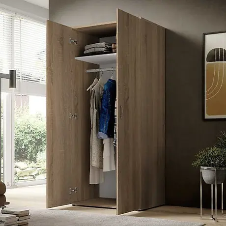 Buy Base 2 Door Hinged Wardrobe – Oak Sonoma Finish (80 cm), Colour: Oak Sonoma, Item Width: 80, 5 from Furnituretta