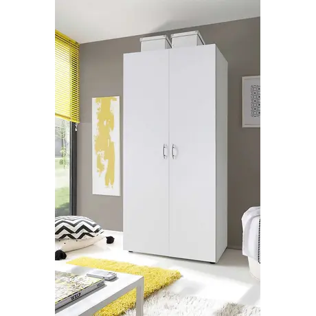 Buy Base 2 Door Hinged Wardrobe – White Matt Finish (80 cm), Colour: White Matt, Item Width: 80, 5 from Furnituretta