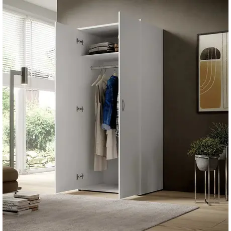 Buy Base 2 Door Hinged Wardrobe – White Matt Finish (80 cm), Colour: White Matt, Item Width: 80, 4 from Furnituretta