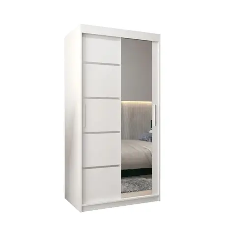 Buy Verona 02 Sliding Door Wardrobe White 100cm, Colour: White, Item Width: 100, 5 from Furnituretta
