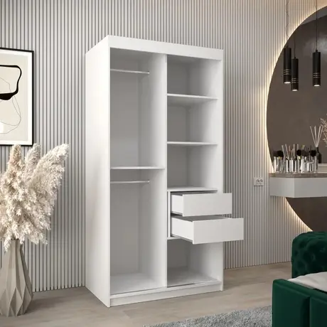 Buy Elypse Sliding Door Wardrobe White 100cm, Colour: White, Item Width: 100, 7 from Furnituretta