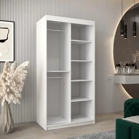 Buy Verona 02 Sliding Door Wardrobe White 100cm, Colour: White, Item Width: 100, 6 from Furnituretta