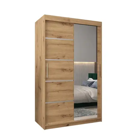 Buy Verona 02 Sliding Door Wardrobe Oak Artisan 120cm, Colour: Oak Artisan, Item Width: 120, 5 from Furnituretta