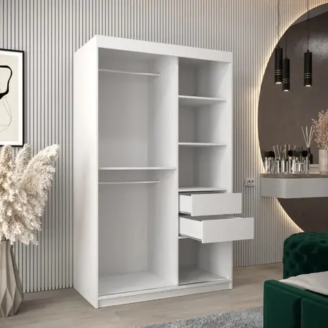Buy Verona 02 Sliding Door Wardrobe White 120cm, Colour: White, Item Width: 120, 7 from Furnituretta
