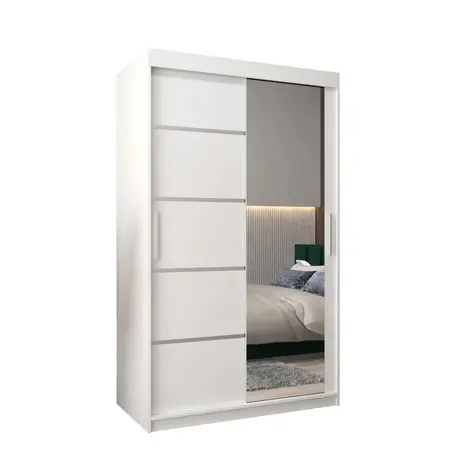 Buy Verona 02 Sliding Door Wardrobe White 120cm, Colour: White, Item Width: 120, 5 from Furnituretta