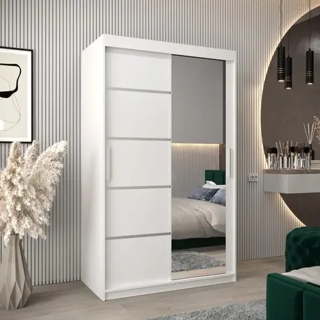 Buy Verona 02 Sliding Door Wardrobe White 120cm, Colour: White, Item Width: 120 from Furnituretta