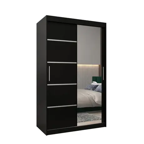 Buy Verona 02 Sliding Door Wardrobe Black 120cm, Colour: Black, Item Width: 120, 5 from Furnituretta