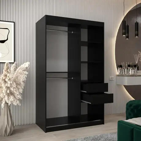 Buy Tokyo III Sliding Door Wardrobe Black 120cm, Colour: Black, Item Width: 120, 7 from Furnituretta