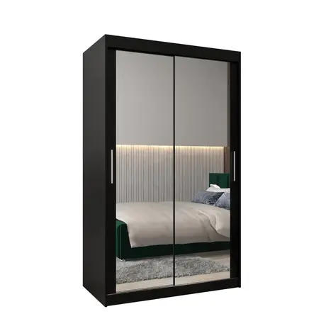 Buy Tokyo III Sliding Door Wardrobe Black 120cm, Colour: Black, Item Width: 120, 6 from Furnituretta
