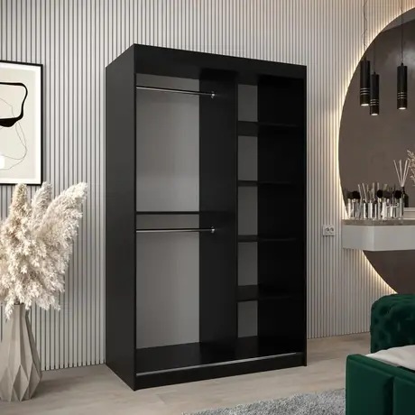 Buy Tokyo III Sliding Door Wardrobe Black 120cm, Colour: Black, Item Width: 120, 5 from Furnituretta