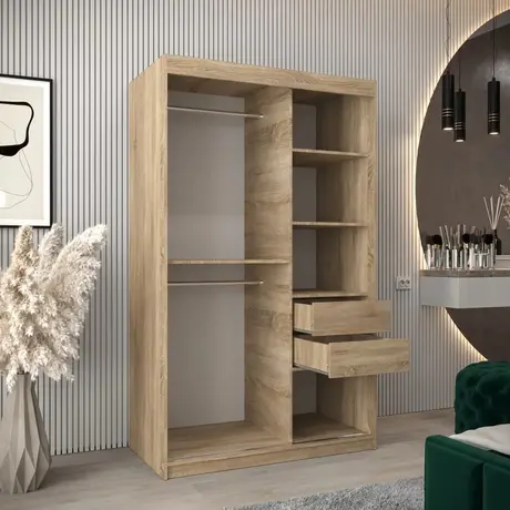 Buy Verona 02 Sliding Door Wardrobe Oak Sonoma 120cm, Colour: Oak Sonoma, Item Width: 120, 7 from Furnituretta
