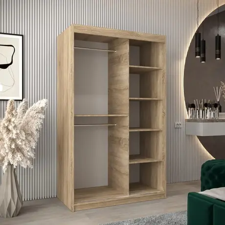 Buy Tokyo III Sliding Door Wardrobe Oak Sonoma 120cm, Colour: Oak Sonoma, Item Width: 120, 5 from Furnituretta