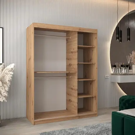 Buy Elypse Sliding Door Wardrobe Oak Artisan 150cm, Colour: Oak Artisan, Item Width: 150, 6 from Furnituretta