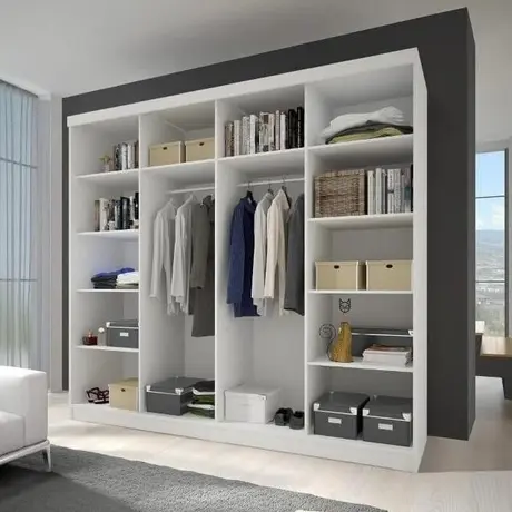 Buy Multi 35 Sliding Mirror Door Wardrobe White Matt 233cm, Colour: White Matt, Item Width: 233, 4 from Furnituretta